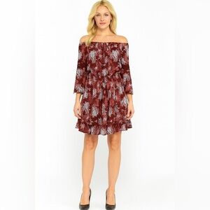 Adam Levine Small Boho Dress Maroon and Blue